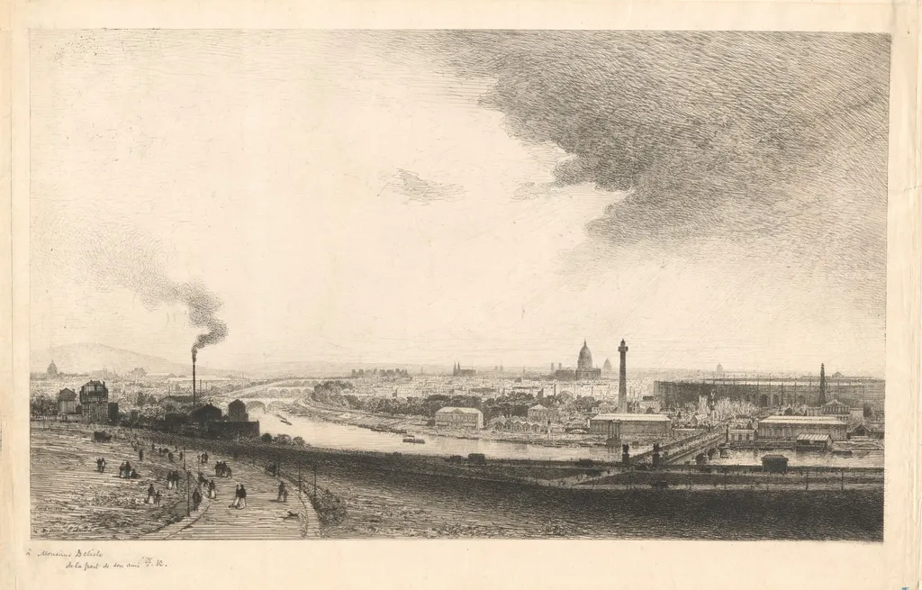 Paris in 1867: View from the Trocadéro, by Maxime Lalanne, ink, 1867