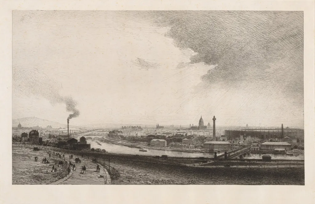 Paris in 1867, View from the Trocadero, by Maxime Lalanne, 1867
