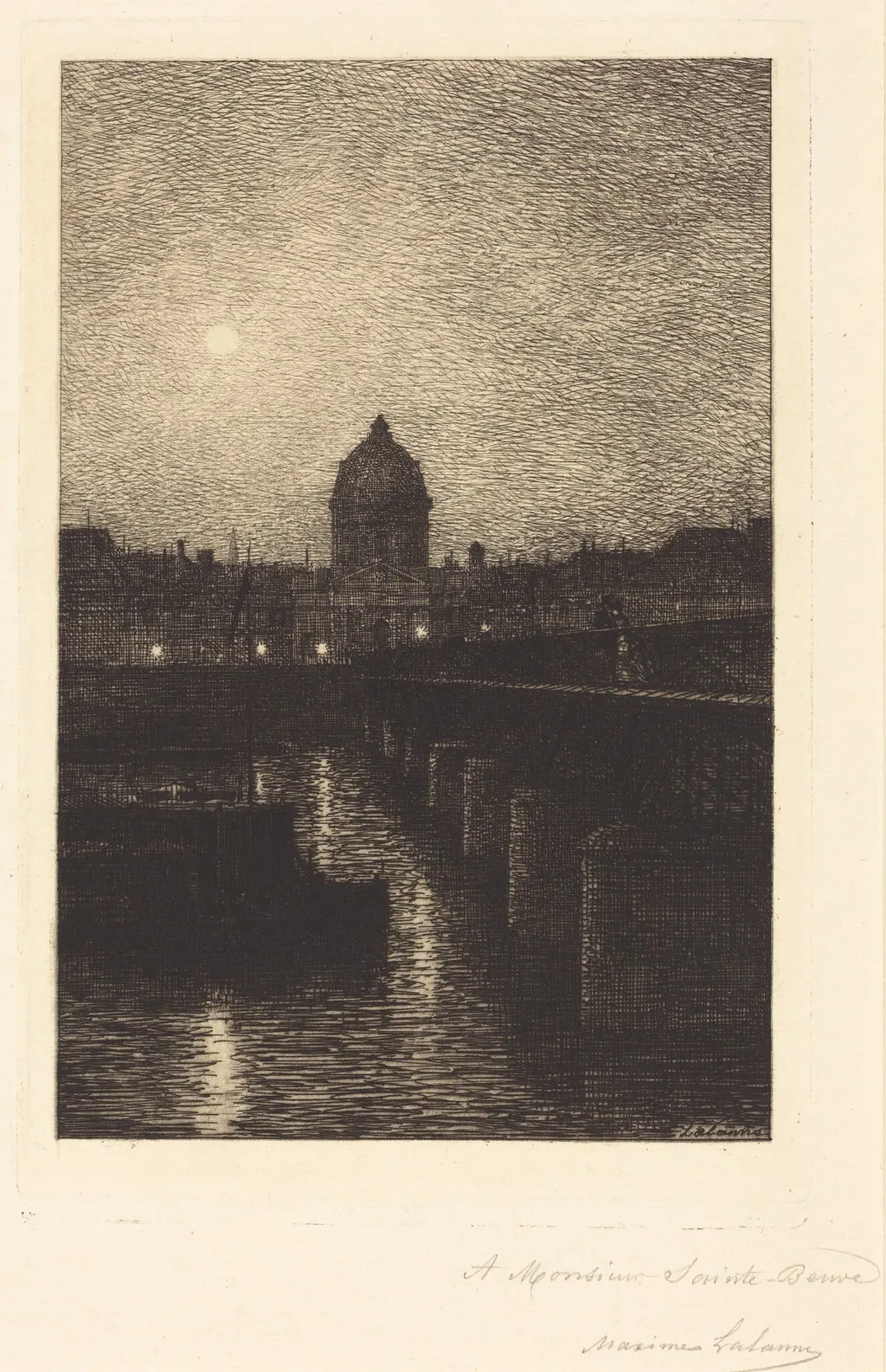 Pont des Arts, by Maxime Lalanne, ink, 1868