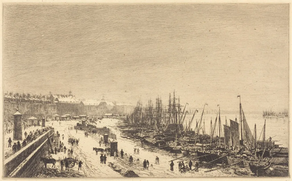 Rade de Bordeaux, by Maxime Lalanne, ink, 1868