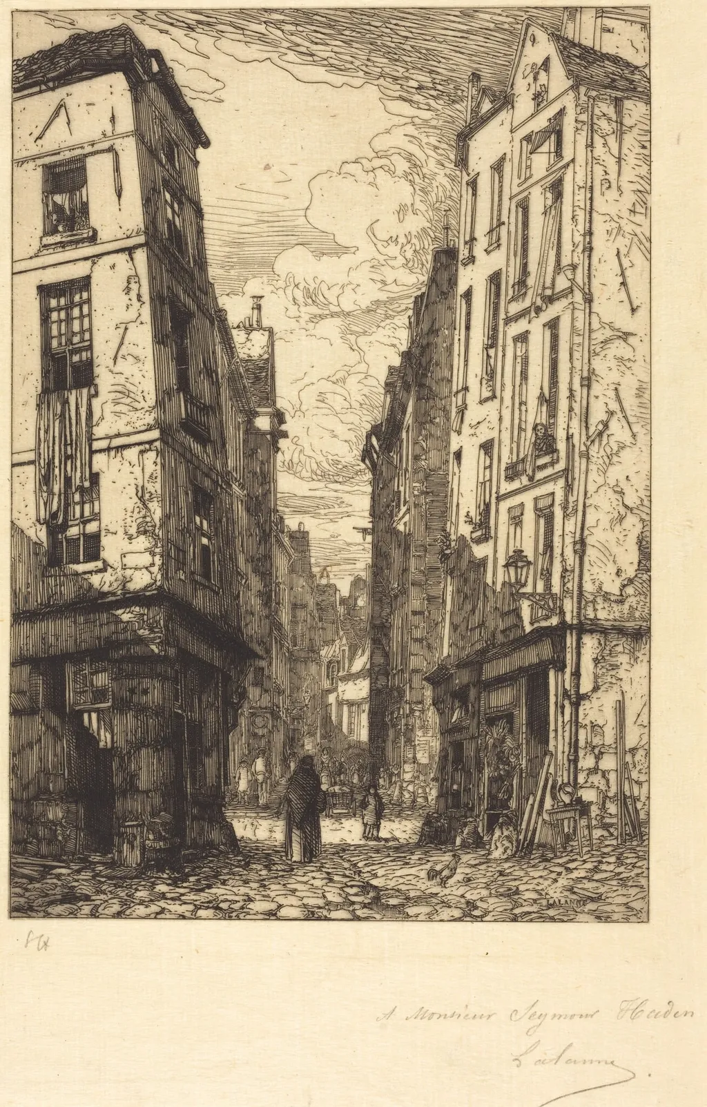 Rue des Marmousets (Quartier de la cite, vieux Paris), by Maxime Lalanne, ink, 1862