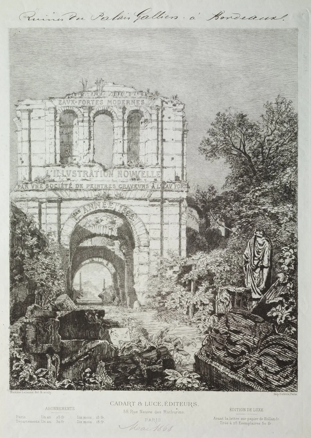 Ruins of the Gallien Palace in Bordeaux, by Maxime Lalanne, 1867