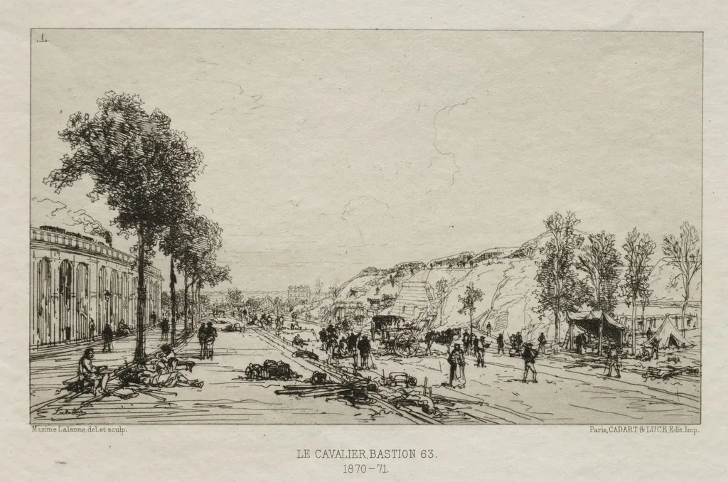 Souvenirs artistiques du Siège de Paris: Le Cavalie (Bastion 63), by Maxime Lalanne, 1870