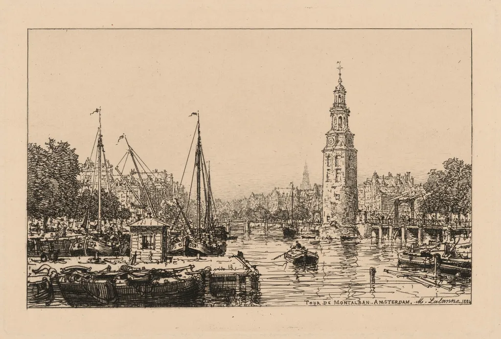Tour de Montalban, Amsterdam, by Maxime Lalanne, ink, 1884