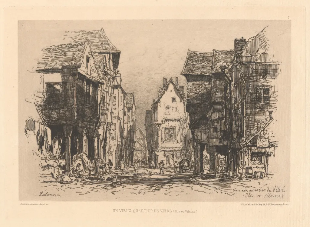 Un Vieux Quartier de Vitré (Ille-et-Vilaine), by Maxime Lalanne, ink, 1879
