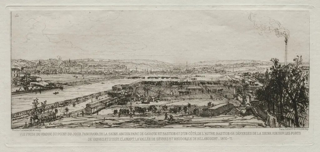 View from the Viaduct at the Pont-du-Jour, Panorama de la Seine, by Maxime Lalanne, 1870
