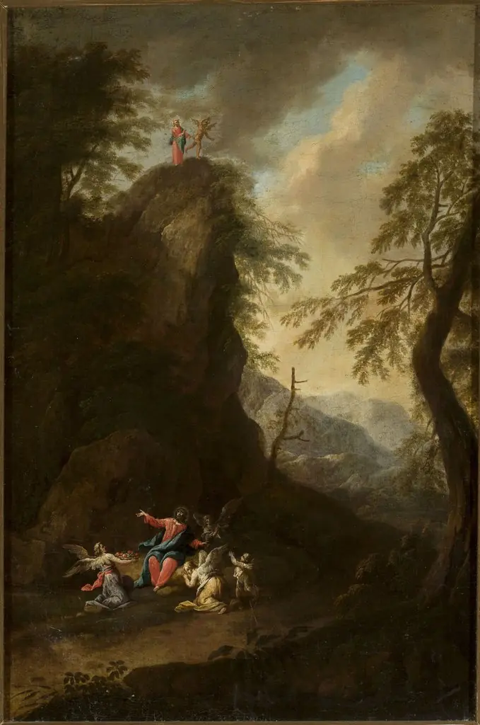 Temptation of Christ and attending angels, by Maximilian Joseph Schinnagl