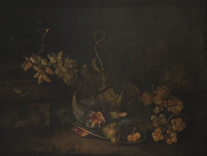 Obst- und Gemüsestillleben, by Maximilian Pfeiler, unspecified, 1701