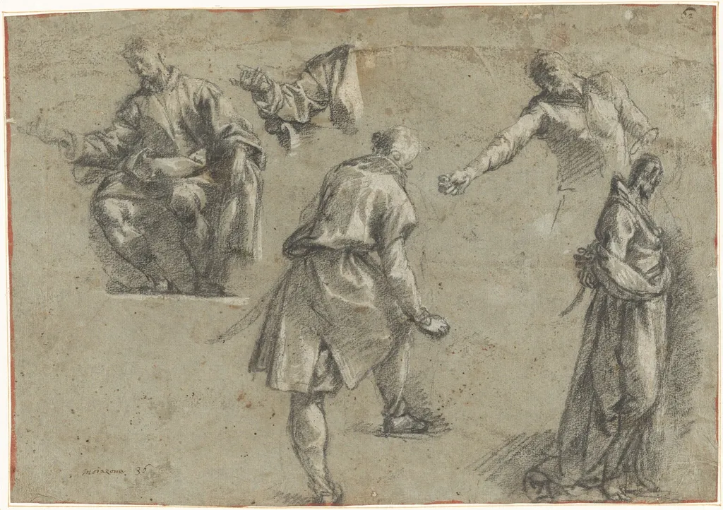 Studies for Christ Before Caiaphas, by Mazzucchelli, called Morazzone, Pier Francesco, gouache, 1608