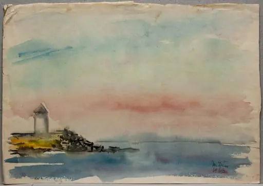 D 1 - Peisaj pe Dunăre (Far și Dunăre în amurg), by Medi Wechsler Dinu