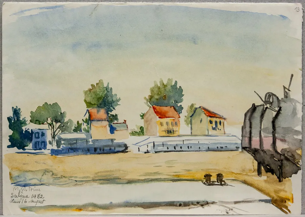 S 10 - Peisaj la Sulina (Cheu și case), by Medi Wechsler Dinu, 1958
