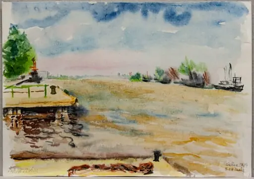S 31 - Peisaj la Sulina (Dunăre și cheu), by Medi Wechsler Dinu