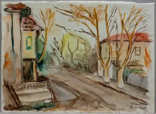 S 39 - Peisaj la Sulina (Stradă cu case și pomi)