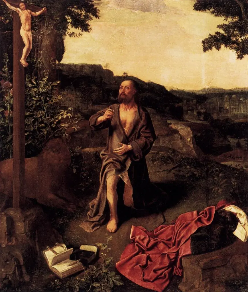 The penitence of Saint Jerome, by Meester van de Heilige Aegidius