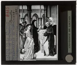 Meester van de Legende van Sint Catherina. Triptiek Maria-Lichtmis Presentatie in de tempel