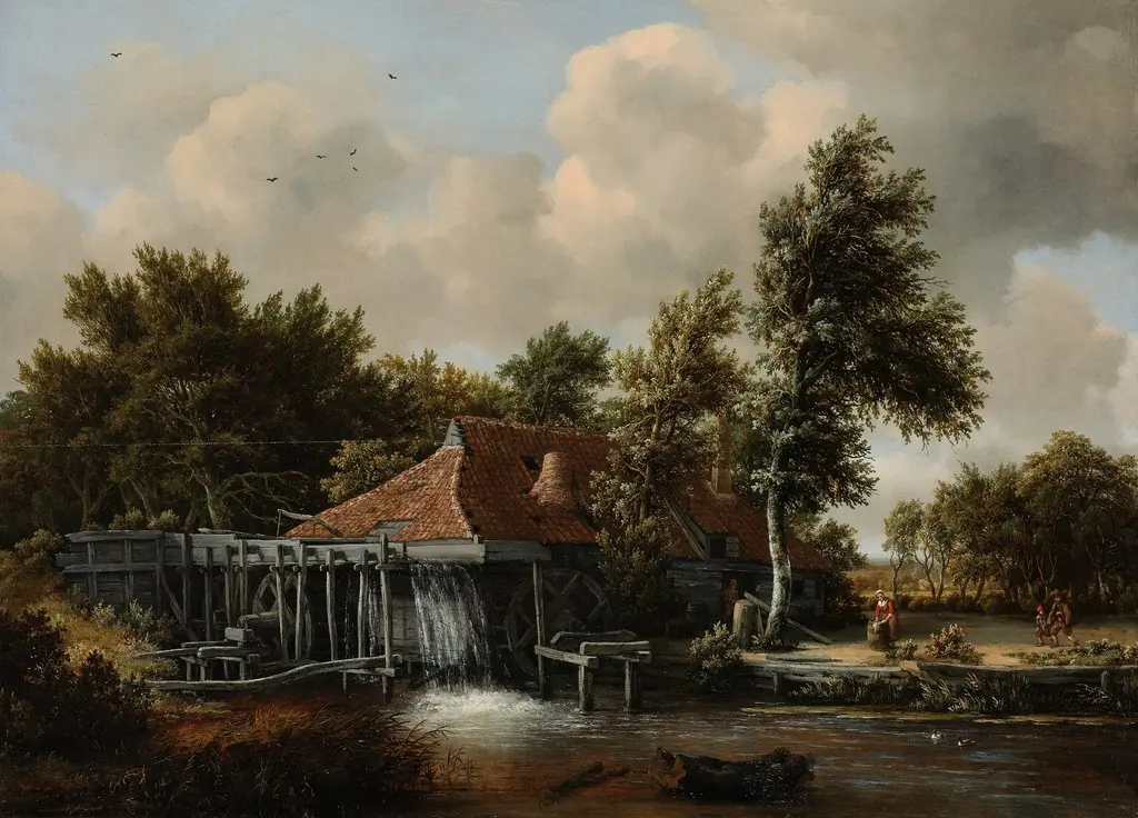 A Watermill, by Meindert Hobbema