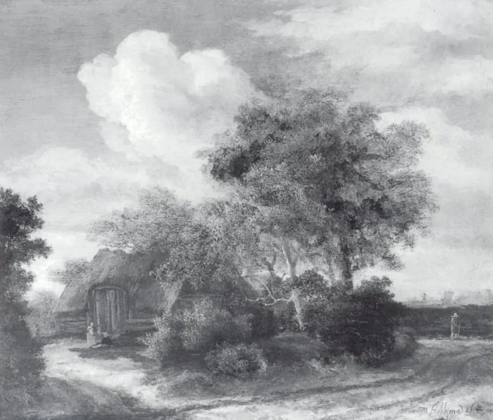Hut along a Roadside, by Meindert Hobbema, oil, 1659