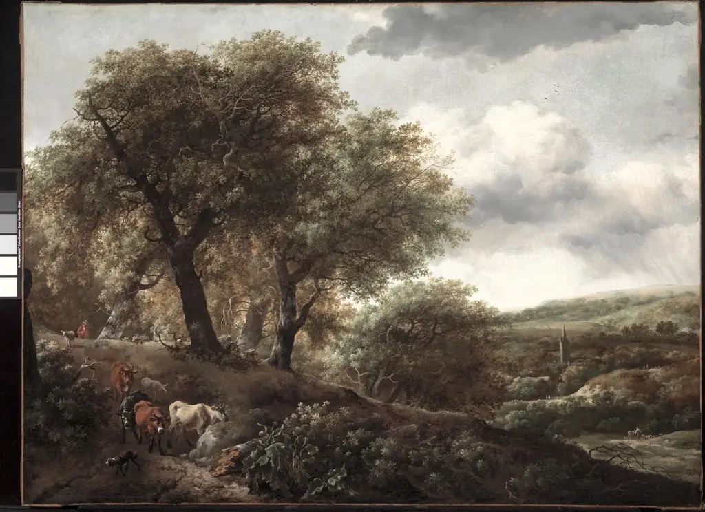 Wooded Hillside with Cattle, by Meindert Hobbema