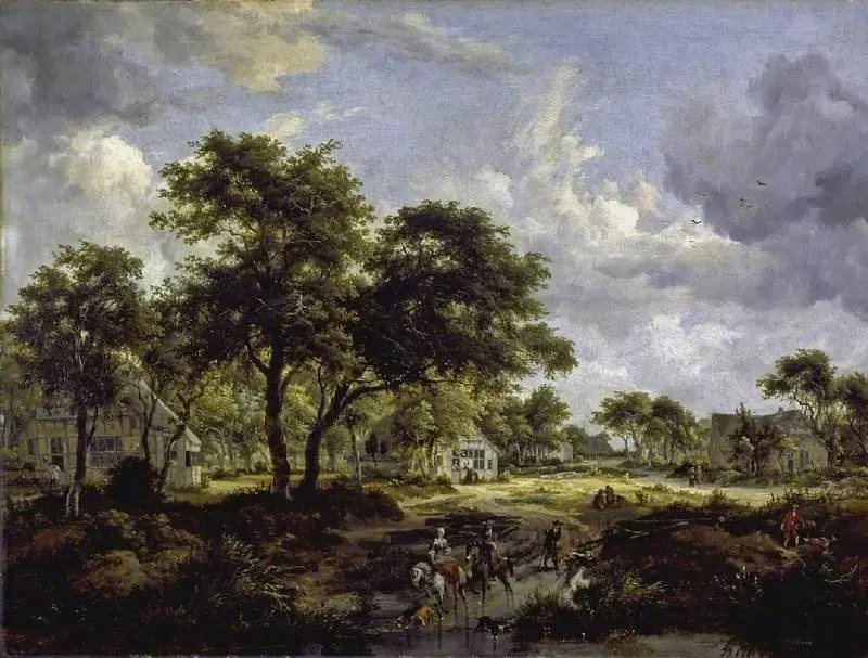 Wooded landscape, by Meindert Hobbema