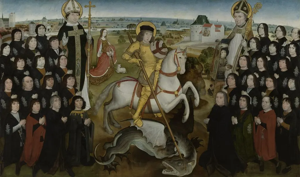 The Members of the Guild of the Large Crossbow of Malines, by Meister der Georgsgilde in Mecheln