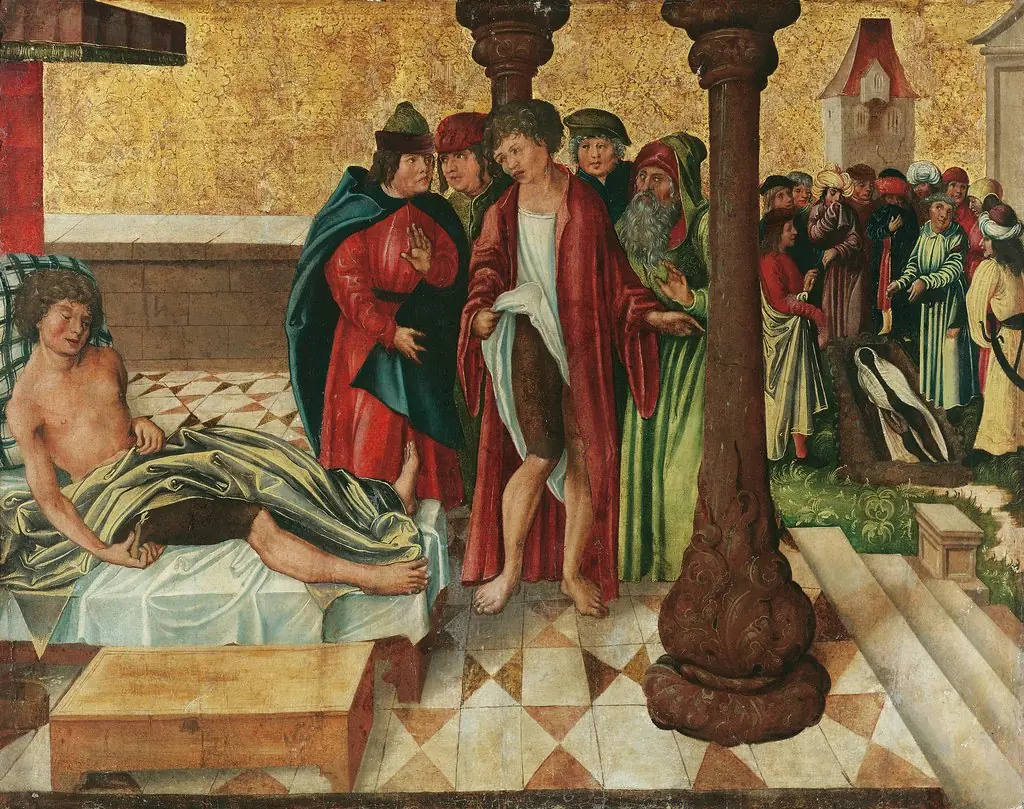 Miraculous Healing of the Leg by St Cosmas and Damian, by Meister der Legendenszenen