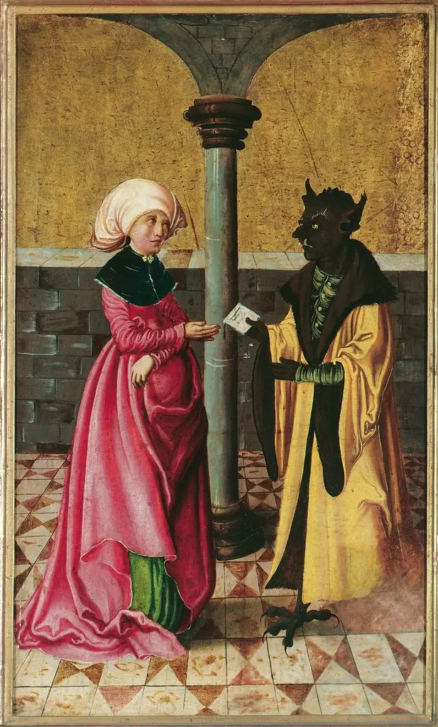The delivery of the False Message by the Devil (Legend of St Cosmas and Damian), by Meister der Legendenszenen