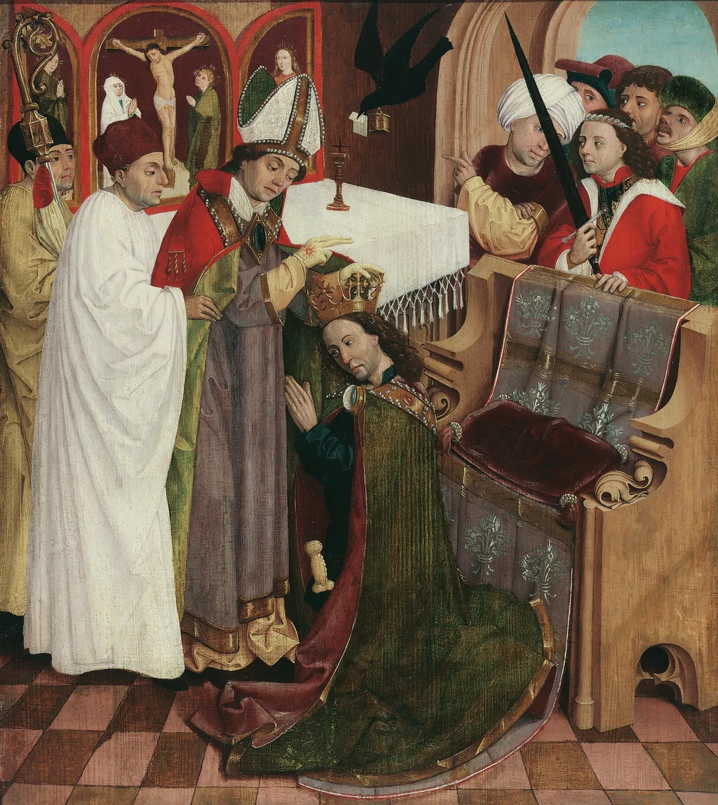 The coronation of St. Oswald, by Meister der Oswaldlegende, oil, 1492