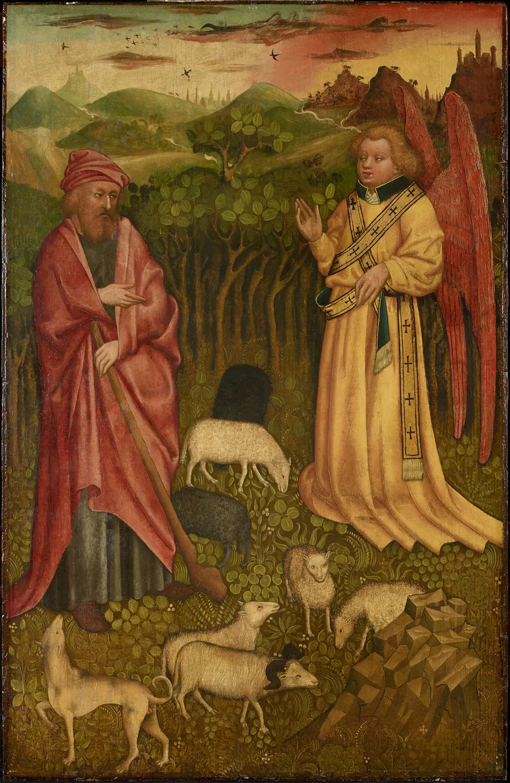 Botschaft des Engels an Joachim, by Meister des Albrechtsaltares zu Klosterneuburg, unspecified, 1435