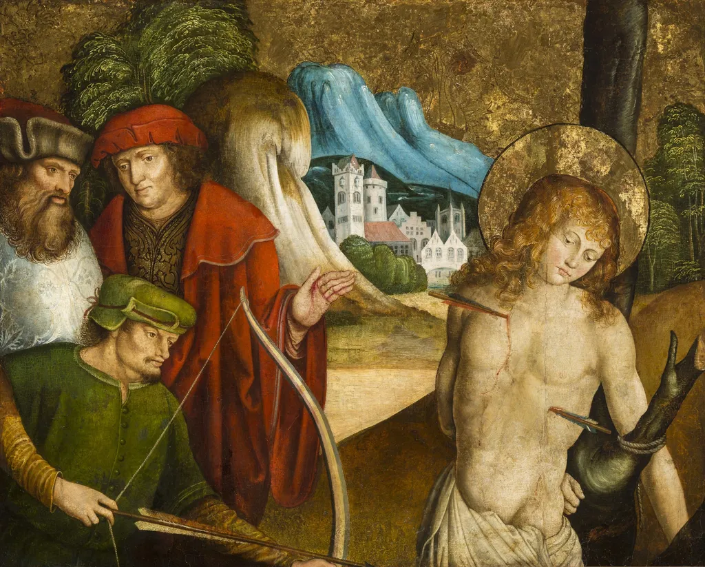 Martyrdom of Saint Sebastian, by Meister von Sigmaringen, oil, 1505