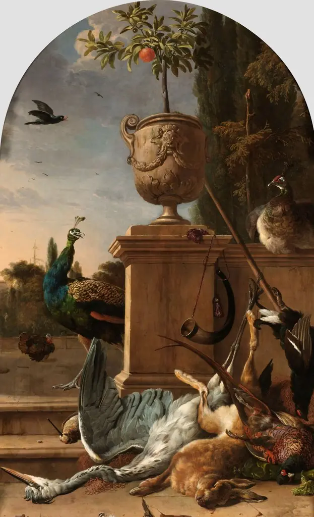 A Hunter’s Bag on a Terrace, by Melchior d' Hondecoeter