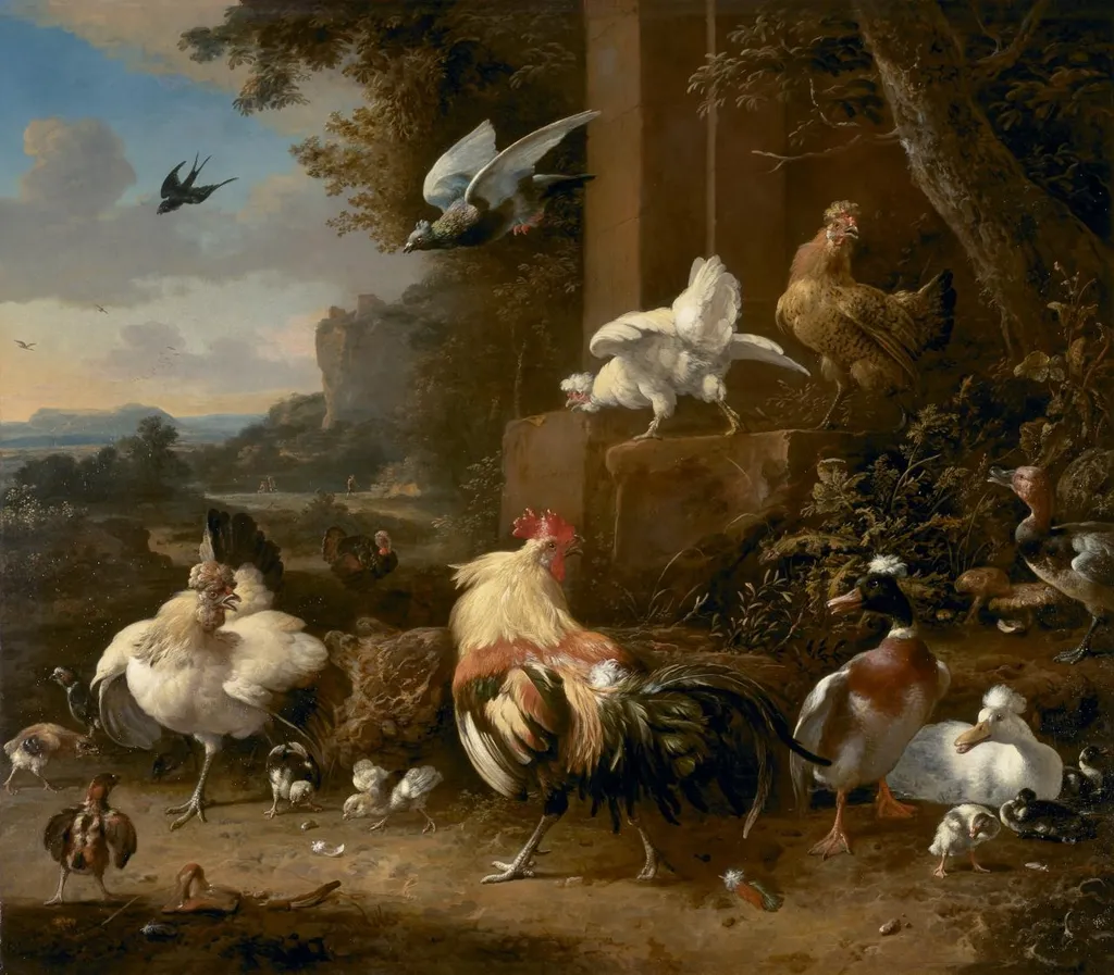 The poultry yard, by Melchior d' Hondecoeter, oil