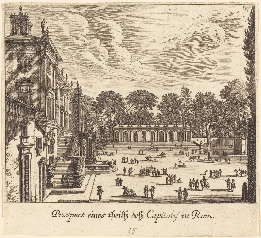 Capitoline, Rome, by Melchior Küsel, ink, 1681