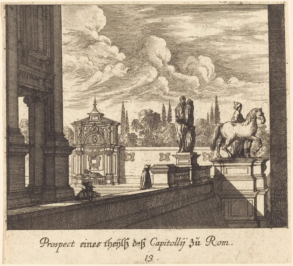 Capitoline, Rome, by Melchior Küsel, ink, 1681