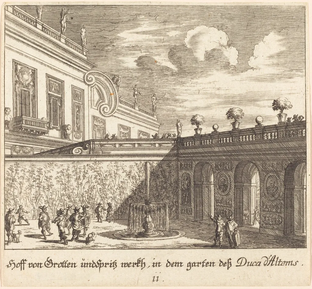 Garden, Duke d'Altems, by Melchior Küsel, ink, 1681