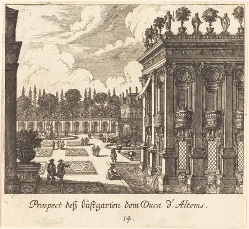 Gardens, Duke d'Altems, by Melchior Küsel