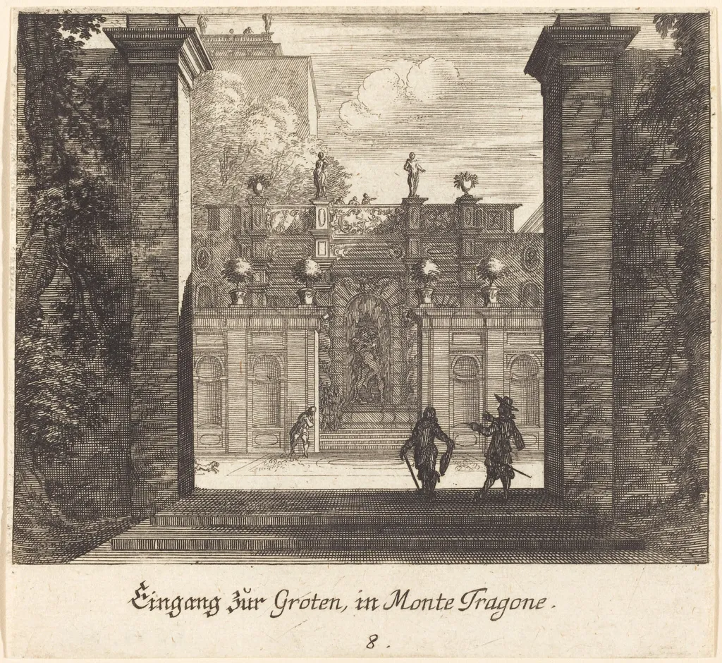 Grotto, Monta Tragone, by Melchior Küsel, ink, 1681