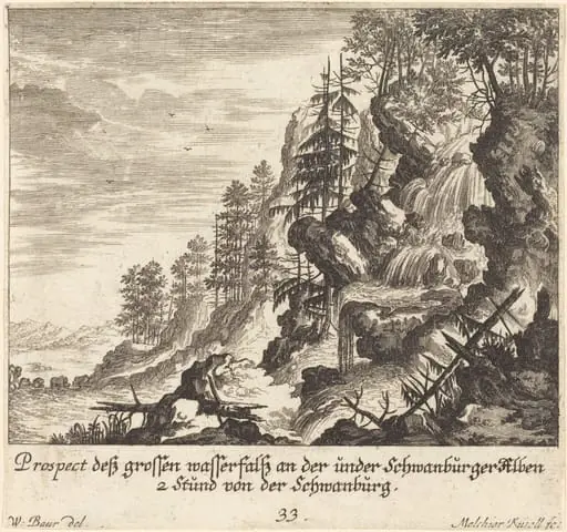 Large Waterfall, Schwanburg, by Melchior Küsel