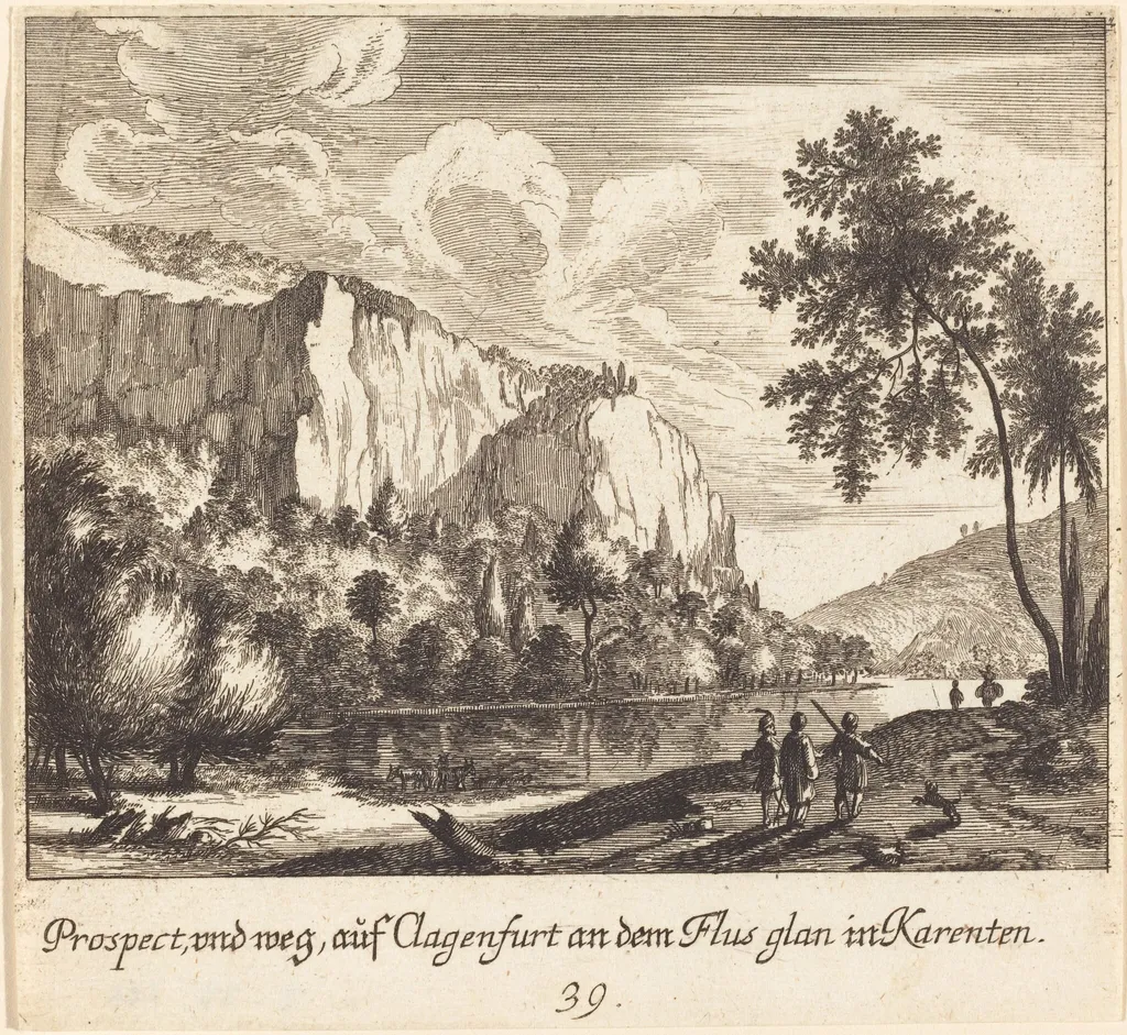 Mountain View, Clagenfurt, by Melchior Küsel, ink, 1681