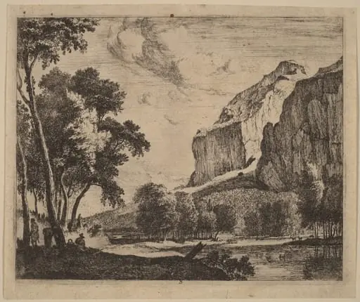 Riverscape with Rocks on the Right: pl.3, by Melchior Küsel