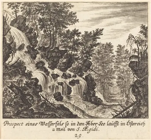 View of a Waterfall, Austria, by Melchior Küsel