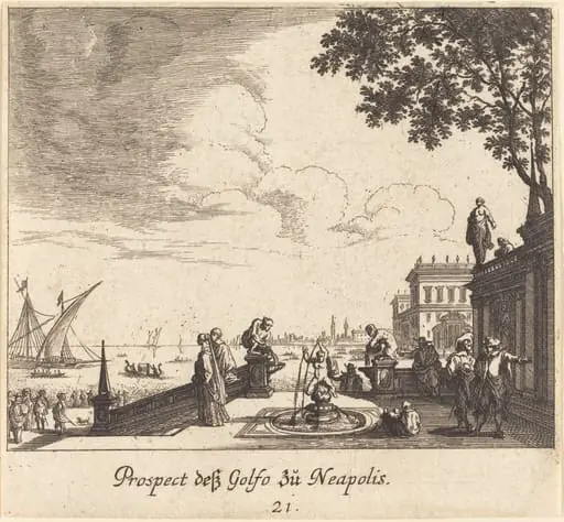 View of Gulf of Naples, by Melchior Küsel