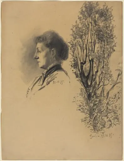 A Woman in Profile and a Pollard Tree in Bloom, by Melchior Lechter