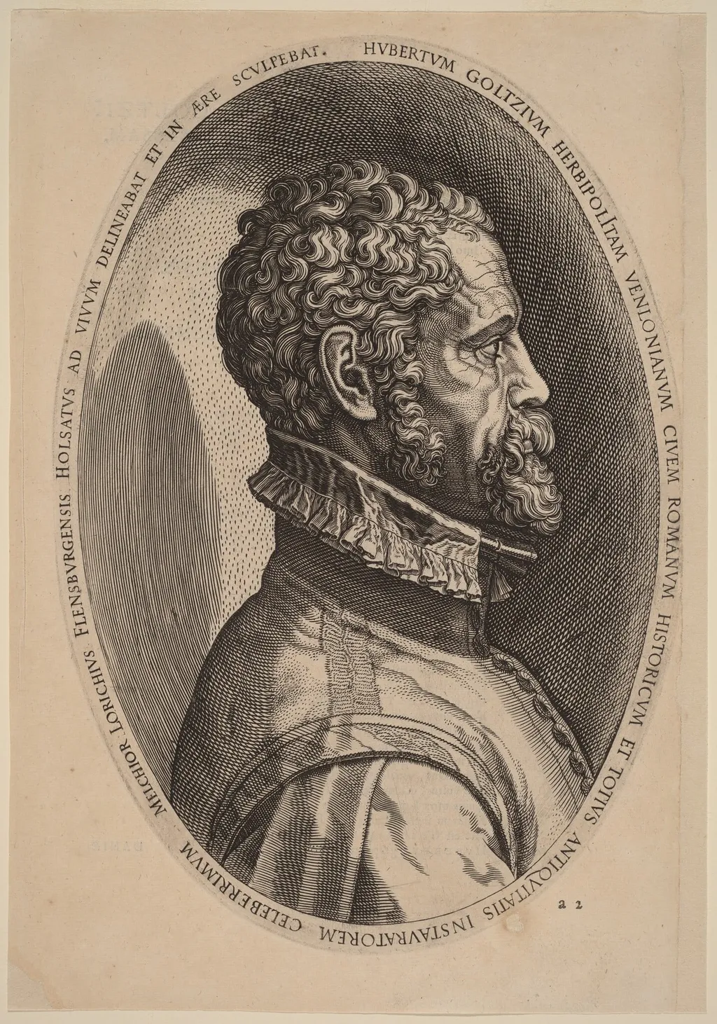Hubert Goltzius, by Melchior Lorch, ink, 1574