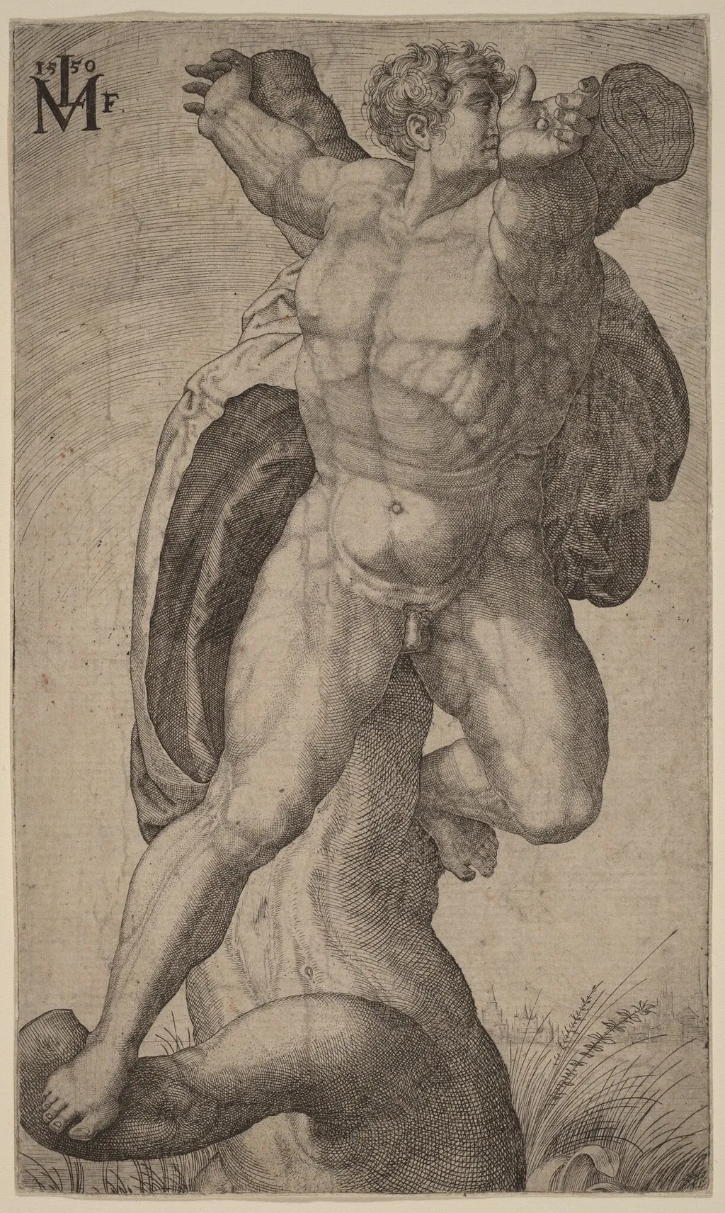 The Crucified Man, by Melchior Lorch, ink, 1550