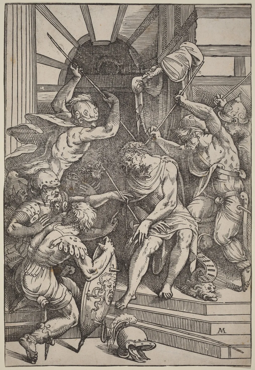 Christ Crowned with Thorns, by Meldolla, called Schiavone, Andrea, ink, 1554