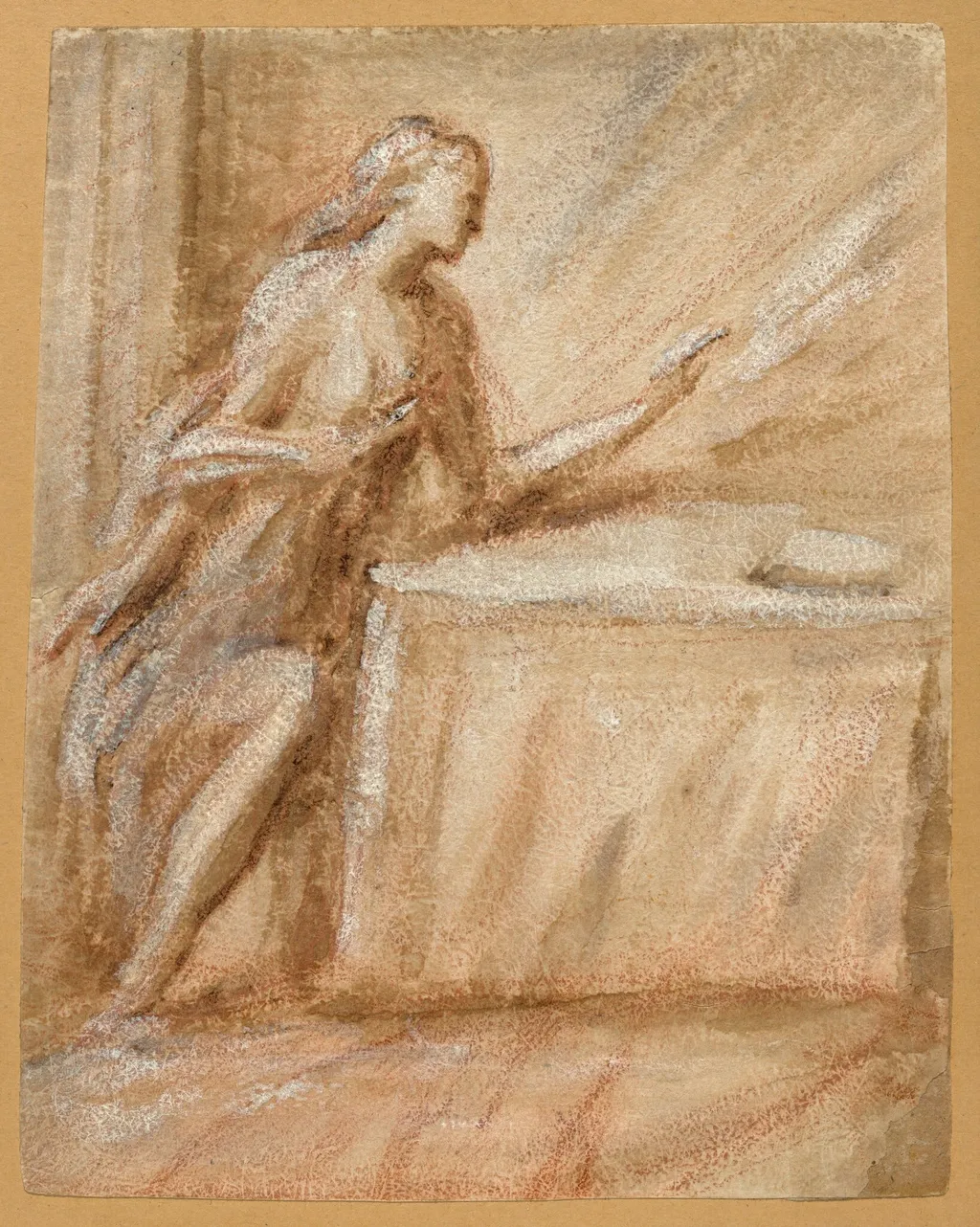 Study of the Virgin for an Annunciation, by Meldolla, called Schiavone, Andrea, paint, 1554