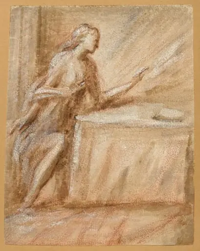 Study of the Virgin for an Annunciation, by Meldolla, called Schiavone, Andrea