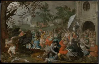 Men and Animals Struggling Against Death & Father Time, by David Vinckboons