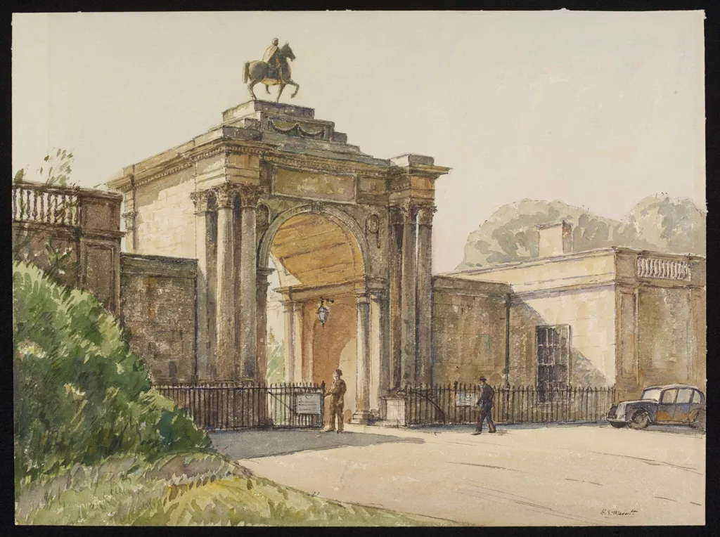 Gate to Wilton Park, by Merritt, watercolor
