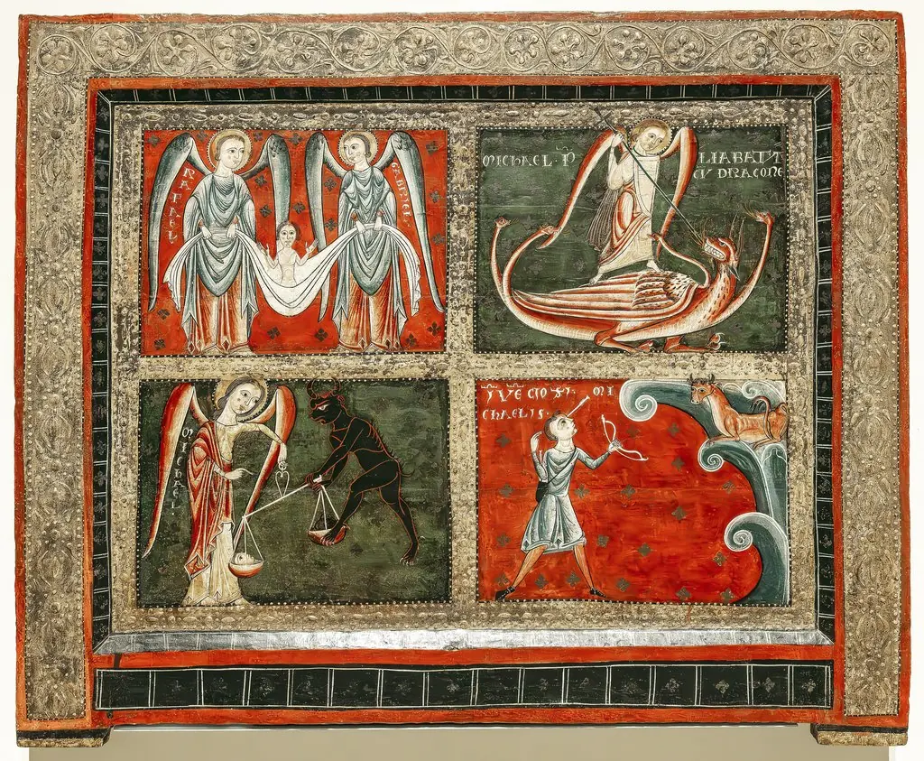 Altar frontal of the Archangels, by Mestre de Sant Pau de Casserres